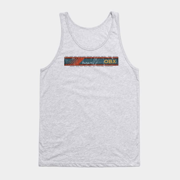 OBX Towns Dark Text Distressed Tank Top by YOPD Artist